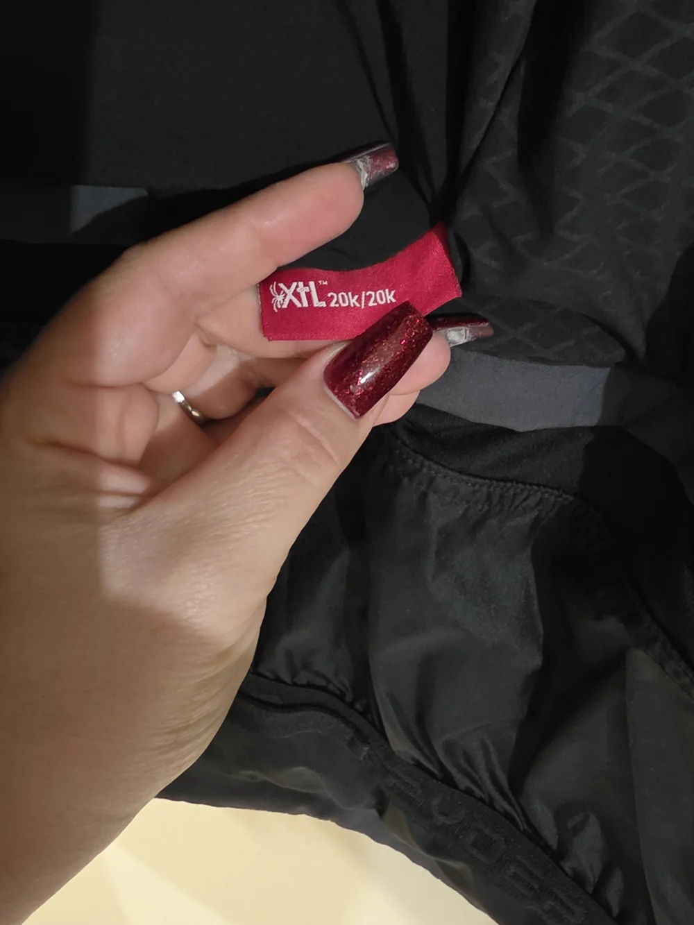 Spyder Men's Gray and Black Ski Jacket with Red Accents